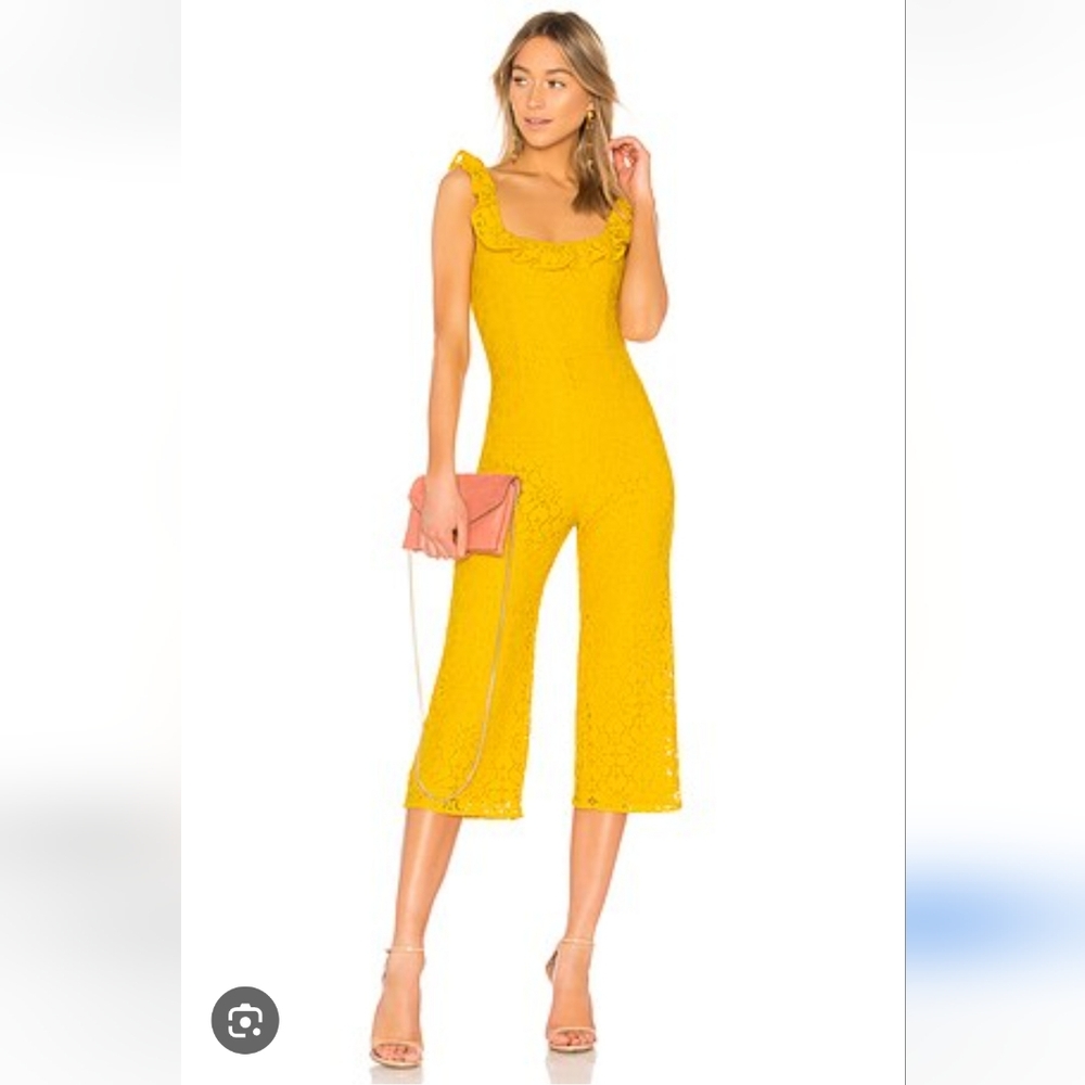 Lovers + Friends Gates Jumper In Sunflower Yellow Lace Jumpsuit Size S